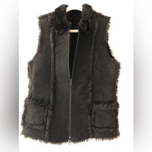 Surell Accessories Genuine Shearling Vest Black